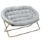Flash Furniture Eleanor 56-in Portable Folding Double Saucer Chair in Gray Faux Fur w/a Soft Gold Steel Frame FV-FDS-001-GY-SGD-GG - alternate 1